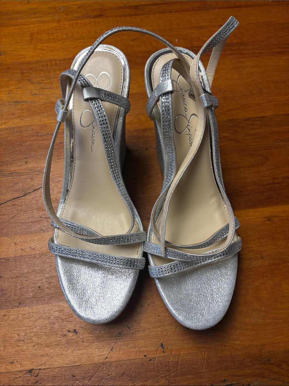 Elegant Silver Rhinestone Women's Strappy Heeled Sandals